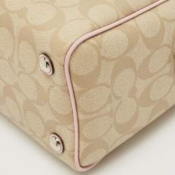 Coach Pink/Beige Signature Coated Canvas and Leather Mini Bennett Satchel