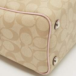 Coach Pink/Beige Signature Coated Canvas and Leather Mini Bennett Satchel
