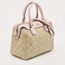 Coach Pink/Beige Signature Coated Canvas and Leather Mini Bennett Satchel