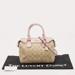 Coach Pink/Beige Signature Coated Canvas and Leather Mini Bennett Satchel