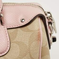 Coach Pink/Beige Signature Coated Canvas and Leather Mini Bennett Satchel