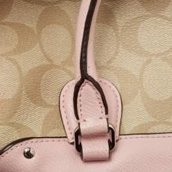 Coach Pink/Beige Signature Coated Canvas and Leather Mini Bennett Satchel