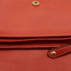 Pre Owned Coach Orange Leather Ashley Compact Wallet
