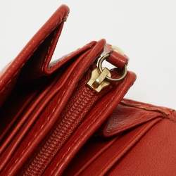 Pre Owned Coach Orange Leather Ashley Compact Wallet