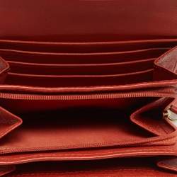 Pre Owned Coach Orange Leather Ashley Compact Wallet