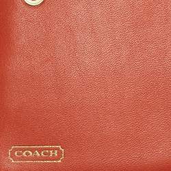 Pre Owned Coach Orange Leather Ashley Compact Wallet