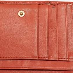 Pre Owned Coach Orange Leather Ashley Compact Wallet