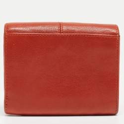Pre Owned Coach Orange Leather Ashley Compact Wallet