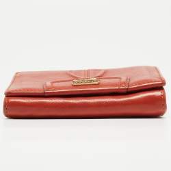 Pre Owned Coach Orange Leather Ashley Compact Wallet