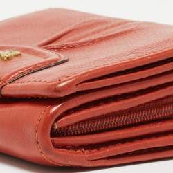 Pre Owned Coach Orange Leather Ashley Compact Wallet