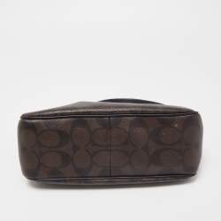 Coach Dark Brown Signature Coated Canvas Crossbody Bag