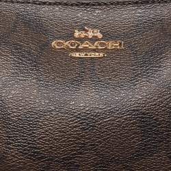 Coach Dark Brown Signature Coated Canvas Crossbody Bag