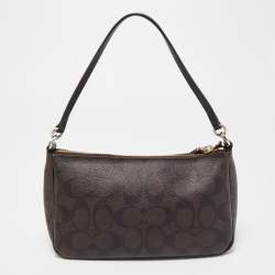 Coach Dark Brown Signature Coated Canvas Crossbody Bag