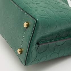 Coach Green Signature Embossed Leather Willow Bucket Bag