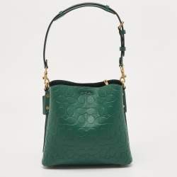 Coach Green Signature Embossed Leather Willow Bucket Bag