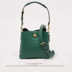 Coach Green Signature Embossed Leather Willow Bucket Bag