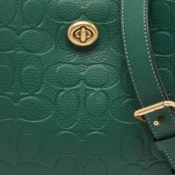 Coach Green Signature Embossed Leather Willow Bucket Bag