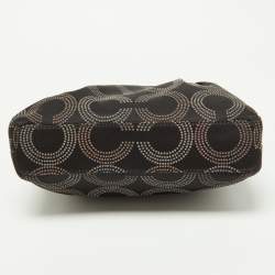 Pre Owned Coach Black Op Art Fabric and Patent Leather Sophia Satchel