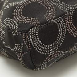 Pre Owned Coach Black Op Art Fabric and Patent Leather Sophia Satchel