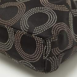 Pre Owned Coach Black Op Art Fabric and Patent Leather Sophia Satchel