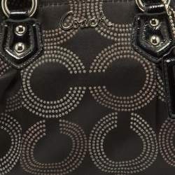 Pre Owned Coach Black Op Art Fabric and Patent Leather Sophia Satchel