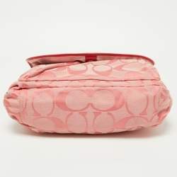 Coach Pink Signature Canvas and Patent Messenger Bag