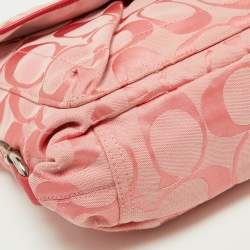Coach Pink Signature Canvas and Patent Messenger Bag