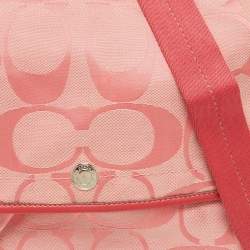 Coach Pink Signature Canvas and Patent Messenger Bag