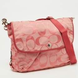 Coach Pink Signature Canvas and Patent Messenger Bag