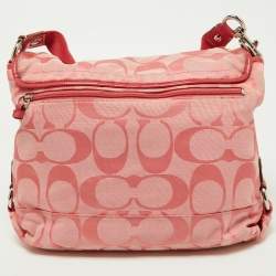 Coach Pink Signature Canvas and Patent Messenger Bag