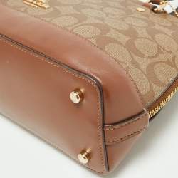 Pre Owned Coach Beige/Brown Signature Coated Canvas and Leather Mini Sierra Satchel