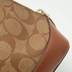 Pre Owned Coach Beige/Brown Signature Coated Canvas and Leather Mini Sierra Satchel