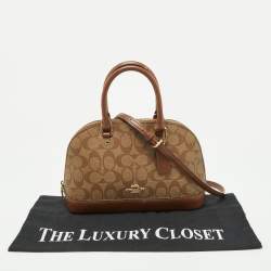 Pre Owned Coach Beige/Brown Signature Coated Canvas and Leather Mini Sierra Satchel