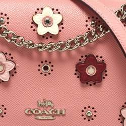 Coach Pink Leather Flower/Eyelet Klare Crossbody Bag