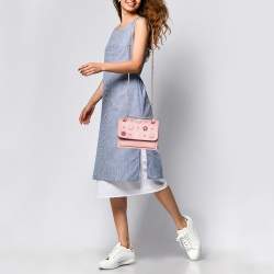 Coach Pink Leather Flower/Eyelet Klare Crossbody Bag