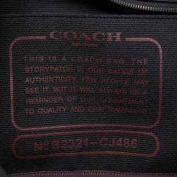 Pre Owned Coach Black/Burgundy Canvas and Leather 38 Tote
