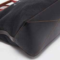 Pre Owned Coach Black/Burgundy Canvas and Leather 38 Tote