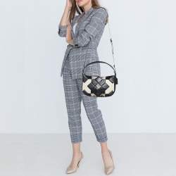 Pre Owned Coach Beige/Black Mixed Exotic Embossed Leather and Leather Chelsea Crossbody Bag