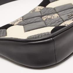 Pre Owned Coach Beige/Black Mixed Exotic Embossed Leather and Leather Chelsea Crossbody Bag