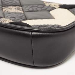 Pre Owned Coach Beige/Black Mixed Exotic Embossed Leather and Leather Chelsea Crossbody Bag