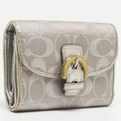 Coach Grey Signature Canvas Trifold Wallet