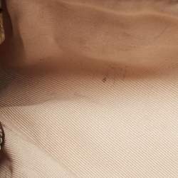 Pre Owned Coach Pale Gold/Beige Signature Canvas and Leather Baguette 