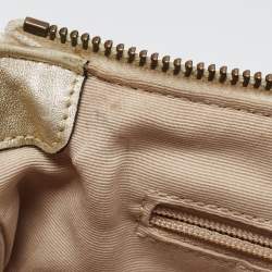 Pre Owned Coach Pale Gold/Beige Signature Canvas and Leather Baguette 