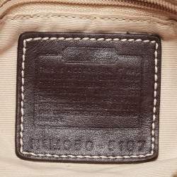 Pre Owned Coach Pale Gold/Beige Signature Canvas and Leather Baguette 