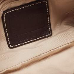 Pre Owned Coach Pale Gold/Beige Signature Canvas and Leather Baguette 