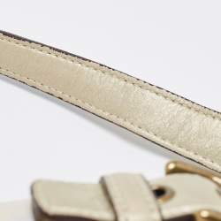 Pre Owned Coach Pale Gold/Beige Signature Canvas and Leather Baguette 