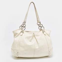 Pre Owned Coach White Patent Leather Alexandra Tote