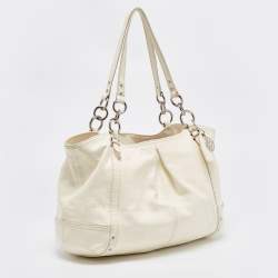 Pre Owned Coach White Patent Leather Alexandra Tote