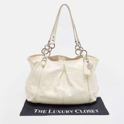 Pre Owned Coach White Patent Leather Alexandra Tote