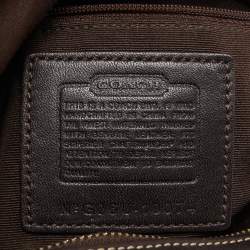 Coach Beige/Brown Signature Fabric and Leather Buckle Handle Hobo